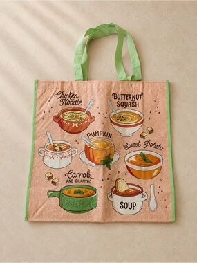 Fall soup reusable tote bag
